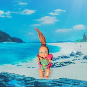 Vintage 1991 Krissy Doll Barbies Little Sister Wearable Swimsuit Rooted Red Hair